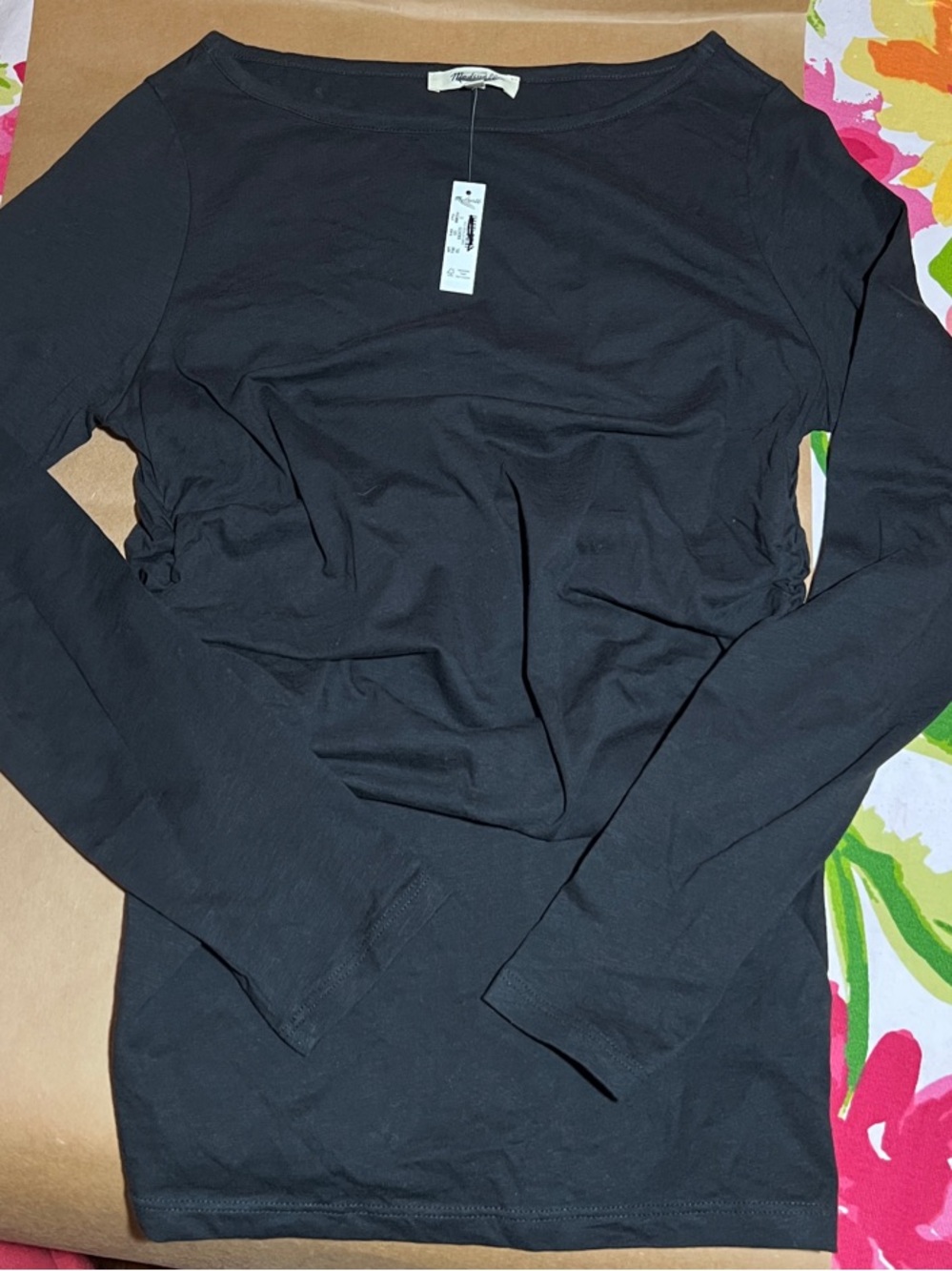 Madewell Black Long-Sleeve Boatneck Top